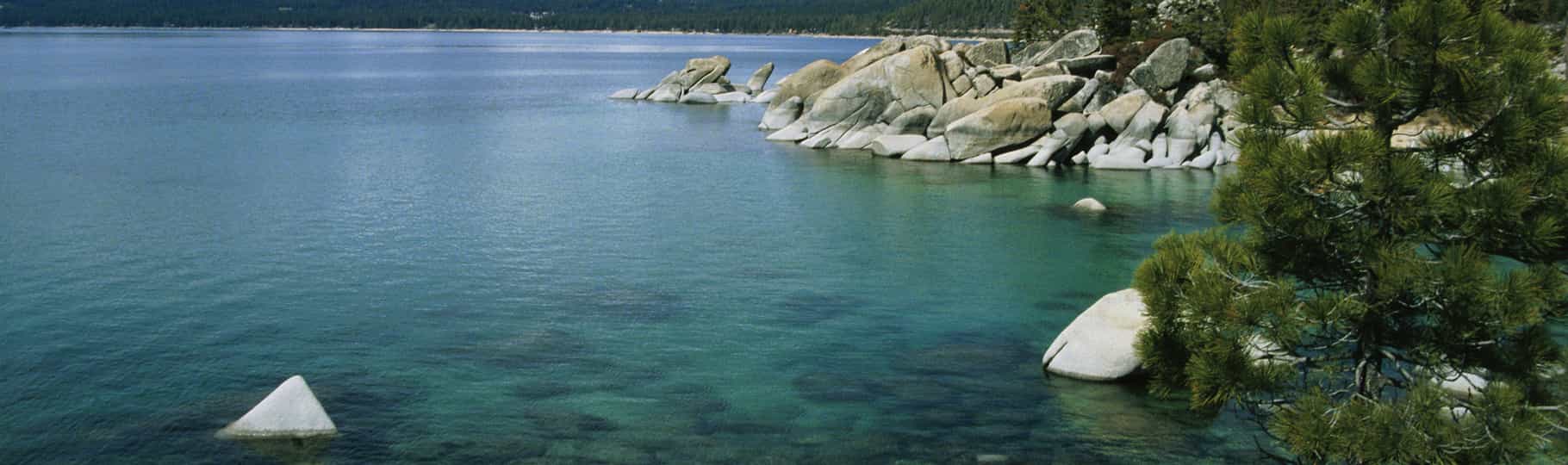 Clear water lake shoreline